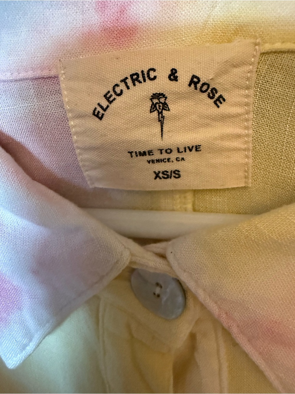 Electric & Rose  Prism hand tie-dyed Seaside Coverup Beach oversized Shirt XS/S - Picture 7 of 10